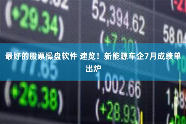 最好的股票操盘软件 速览！新能源车企7月成绩单出炉