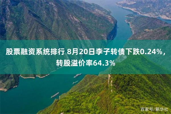 股票融资系统排行 8月20日李子转债下跌0.24%，转股溢价率64.3%